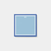Blauw-witte randen monogram post-it® notes (Voorkant)
