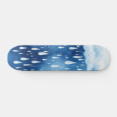 Blauw-witte regen laat het regenachtige dagpatroon persoonlijk skateboard (Horizontaal)