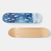 Blauw-witte regen laat het regenachtige dagpatroon persoonlijk skateboard (Horizontaal)