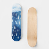 Blauw-witte regen laat het regenachtige dagpatroon persoonlijk skateboard (Voorkant)