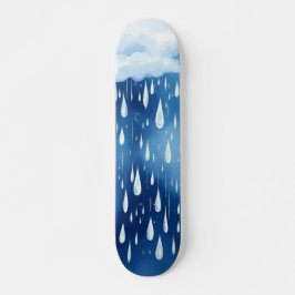 Blauw-witte regen laat het regenachtige dagpatroon persoonlijk skateboard