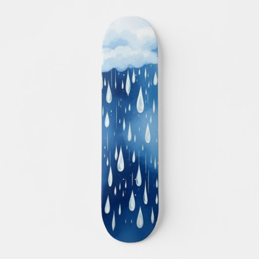 Blauw-witte regen laat het regenachtige dagpatroon persoonlijk skateboard (Voorkant)