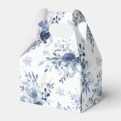 Blauw Witte Romantische Bloemrijke Bruidsdouche Tr Bedankdoosjes (Voorkant Zijde)