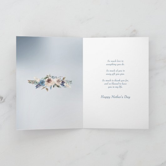 Blauw-witte roos als een moeder Moederdag Kaart (Binnen)