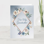 Blauw-witte roos Lijst Grootmoeder Kaart (Voorkant)