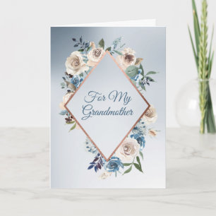 Blauw-witte roos Lijst Grootmoeder Kaart