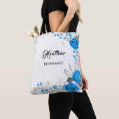 Blauw-witte Rose Bruidsmeisje tas (Dichtbij)