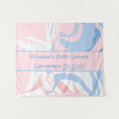 Blauw Witte Roze Marmer Draai Baby Shower Wandkleed (Voorkant (horizontaal))