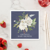 Blauw & Witte Rozen Bloemen Douche Papier Servette Servet (Insitu)