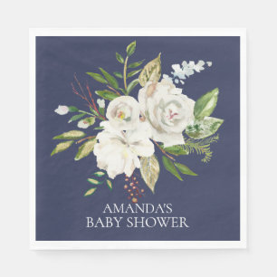 Blauw & Witte Rozen Bloemen Douche Papier Servette Servet
