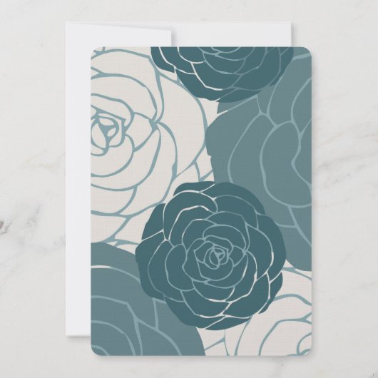 Blauw-witte rozen Bloemen Romantische bruiloft Kaart (Achterkant)