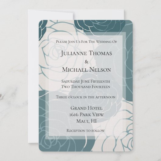 Blauw-witte rozen Bloemen Romantische bruiloft Kaart (Voorkant)