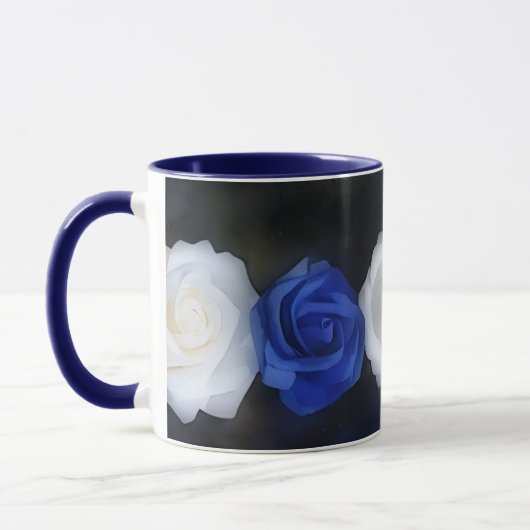 Blauw-witte rozen Flower Art Mok Cup (Links)