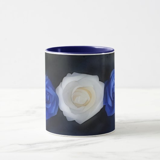 Blauw-witte rozen Flower Art Mok Cup (Midden)