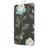 Blauw-witte rozen met gouden sierstrip luchtverfrisser (Links)