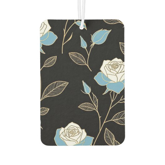 Blauw-witte rozen met gouden sierstrip luchtverfrisser (Achterkant)