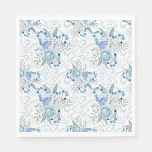 BLAUW & WITTE ROZEN PAPIEREN SERVETTEN