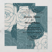 Blauw-witte rozen romantische bruiloft kaart (Voorkant / Achterkant)