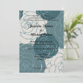 Blauw-witte rozen romantische bruiloft kaart (Staand voorkant)