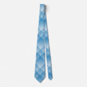 Blauw Witte Ruit Abstract Patroon Stropdas (Voorkant)