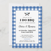 Blauw Witte Ruit I Do BBQ Uitnodiging (Voorkant)