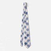 Blauw Witte Ruit Strepen Stropdas (Achterkant)