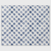 Blauw Witte Ruiten Strepen Bruidsdouche Cadeaupapier (Vlak)