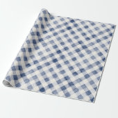 Blauw Witte Ruiten Strepen Bruidsdouche Cadeaupapier (Uitgerold)