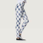 Blauw Witte Ruiten Strepen Leggings (Rechts)