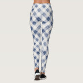 Blauw Witte Ruiten Strepen Leggings (Achterkant)