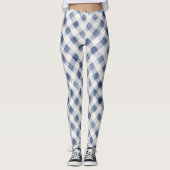 Blauw Witte Ruiten Strepen Leggings (Voorkant)