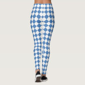 Blauw Witte Ruitjes Diamant Patroon Leggings (Achterkant)