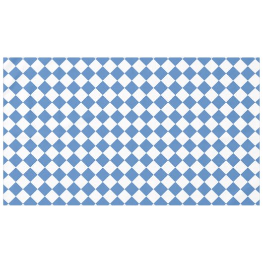 Blauw Witte Ruitjes Diamant Patroon Tafelkleed (Voorkant (Horizontaal))