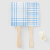 Blauw Witte Ruitjes Patroon Handwaaier (Voorkant en achterkant)