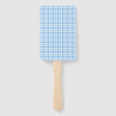 Blauw Witte Ruitjes Patroon Handwaaier (Achterkant)