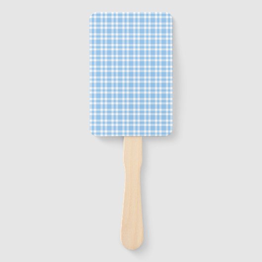Blauw Witte Ruitjes Patroon Handwaaier (Voorkant)