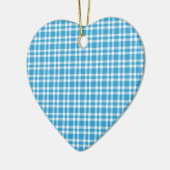 Blauw Witte Ruitjes Patroon Keramisch Ornament (Links)