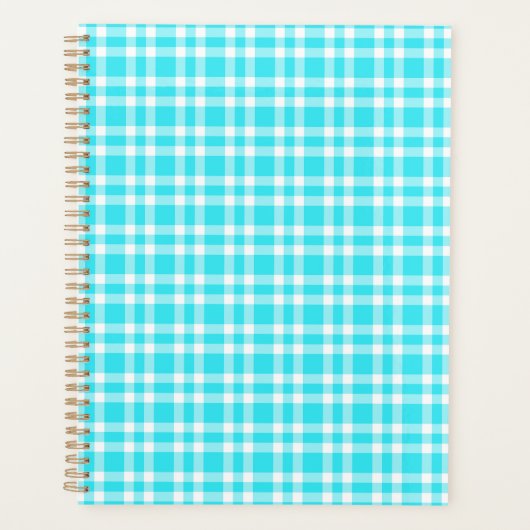 Blauw Witte Ruitjes Patroon Planner (Voorkant)