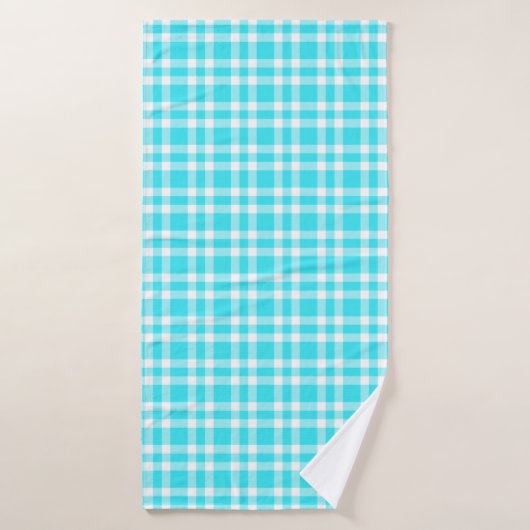 Blauw Witte Ruitjesprint Badhanddoek (Badhanddoek)