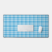 Blauw Witte Ruitjesprint Bureaumat (Keyboard & Muis)