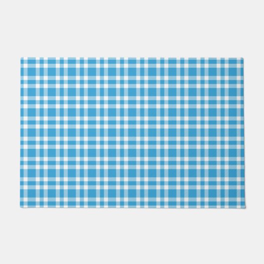 Blauw Witte Ruitjesprint Deurmat (Voorkant)