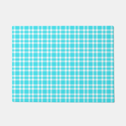Blauw Witte Ruitjesprint Deurmat (Voorkant)