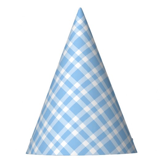 Blauw Witte Ruitjesprint Feesthoedjes (Voorkant)