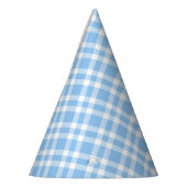 Blauw Witte Ruitjesprint Feesthoedjes (Links)