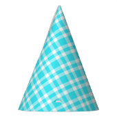 Blauw Witte Ruitjesprint Feesthoedjes (Links)