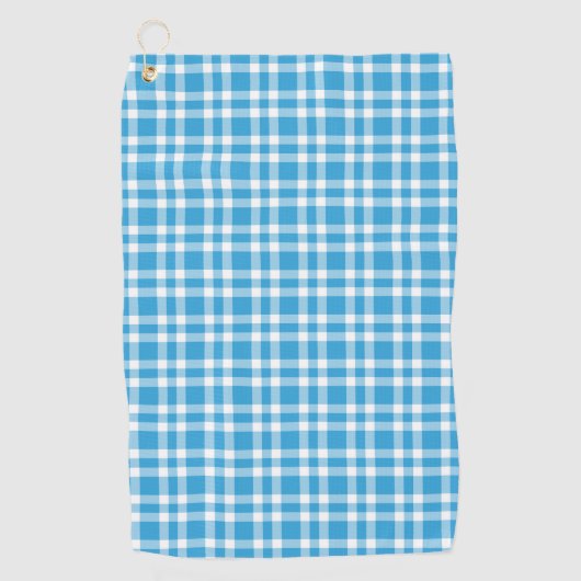 Blauw Witte Ruitjesprint Golfhanddoek (Voorkant)