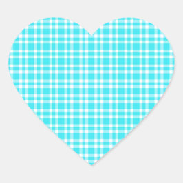 Blauw Witte Ruitjesprint Hart Sticker