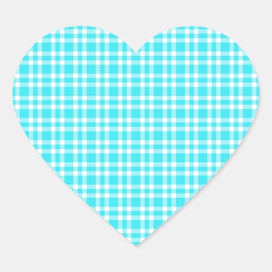 Blauw Witte Ruitjesprint Hart Sticker (Voorkant)