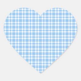 Blauw Witte Ruitjesprint Hart Sticker