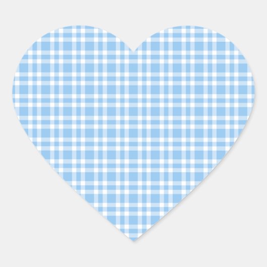 Blauw Witte Ruitjesprint Hart Sticker (Voorkant)